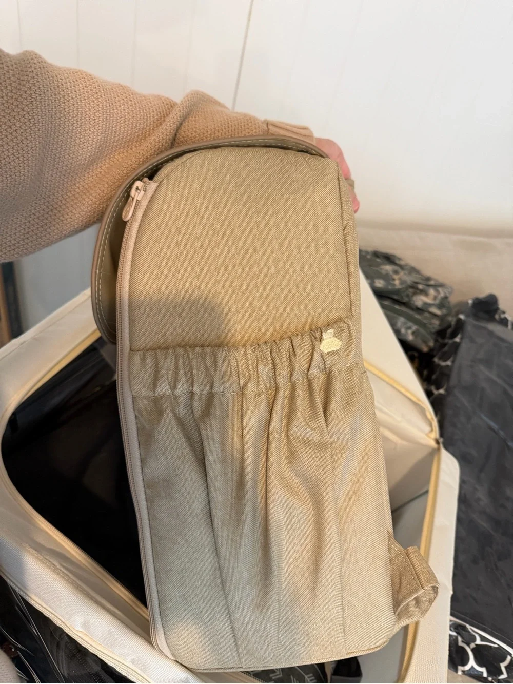 Neutral Beige Baby Backpack Bag with Logo